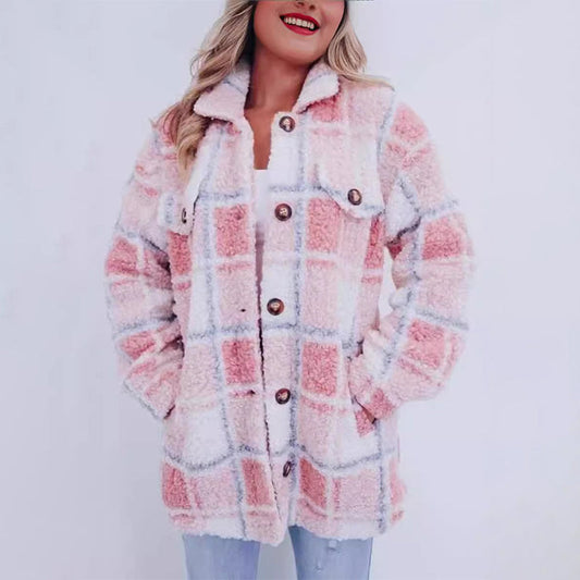 Dames Teddy Shacket met Ruitjes